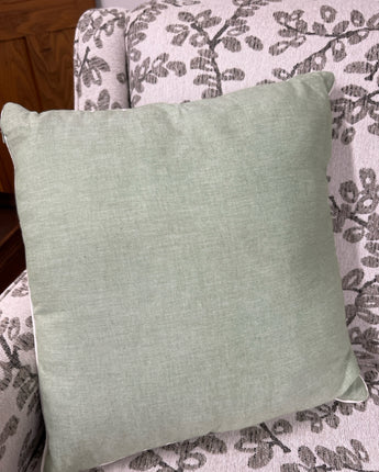 NOBILITY MOSS GREEN PILLOWS WITH WHITE PIPING