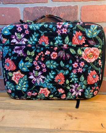VERA BRADLEY LAPTOP CARRY CASE BLACK WITH PURPLE PINK & TURQUOISE FLORAL
