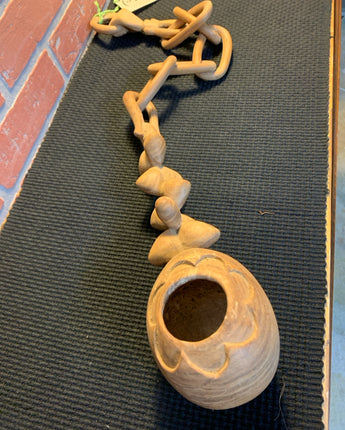 AFRICAN CARVED WOODEN CHAIN, CUP w/PETALS & HANDLE