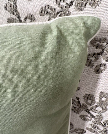 NOBILITY MOSS GREEN PILLOWS WITH WHITE PIPING