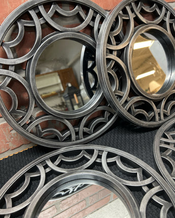 PEWTER LOOK ROUND WALL MIRROR DECORATION