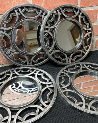 PEWTER LOOK ROUND WALL MIRROR DECORATION
