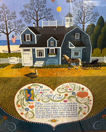 WYSOCKI CAPE COD BLUE HOUSE WITH HORSE & CARRIAGE