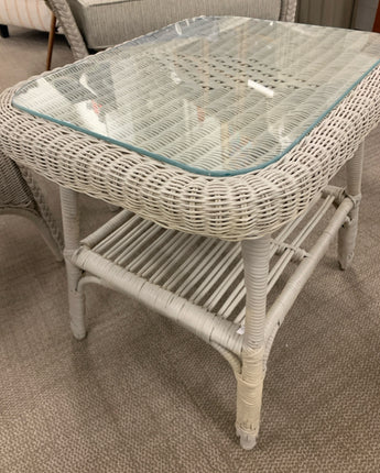 WICKER SET 2 CHAIRS  WITH TABLE GLASS TOP