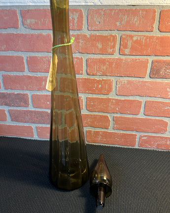 VASE WITH STOPPER TALL SMOKEY/GREEN COLOR