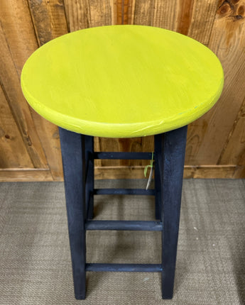 WOOD STOOLS ANNIE SLONE OXFORD NAVY BLUE & FIRLE GREEN 30"X13"X13"