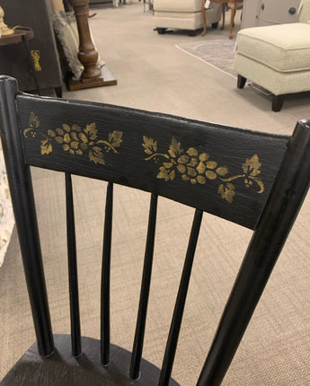 RUSTIC CHAIRS PAINTED BLACK WITH GOLD DESIGN