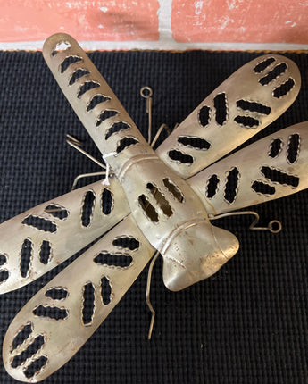 WALL HANGING CANDLE HOLDER METAL DRAGONFLY
