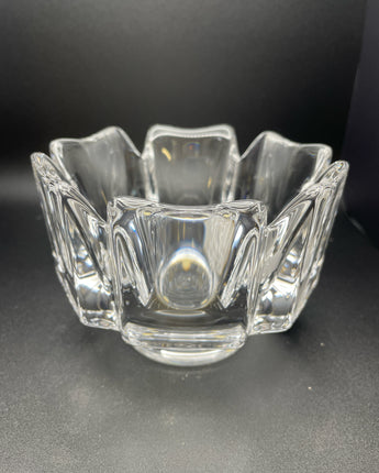 ORREFORS SWEDISH CRYSTAL HEXAGON BOWL W/DEEP CUT PEDAL RIM