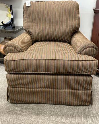 SMITH BROTHERS, CHAIR, BROWN PIN STRIPS, OLIVE, ORANGE, GREY