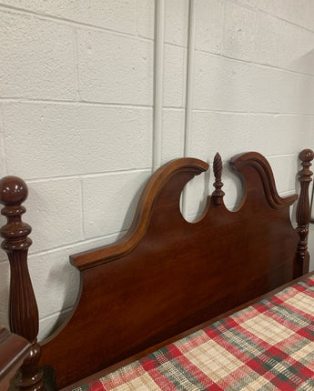 HEADBOARD QUEEN CHERRY WOOD PEDIMENT TOP METAL FRAME NO HARDWARE