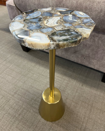 BLUE/GRAY AGATE SIDE TABLE