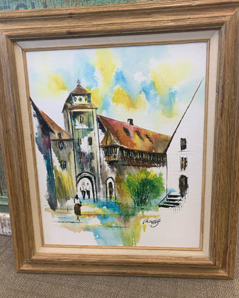 ARTWORK ADRIANO MARCHELLO VINTAGE VILLAGE SCENE OIL ON CANVAS