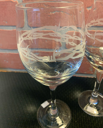 ETCHED, WINE GLASSES - SET of 2