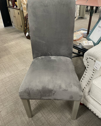 NORWALK FURNITURE COMPANY, PARSON CHAIR, SOLID GRAY VELVET