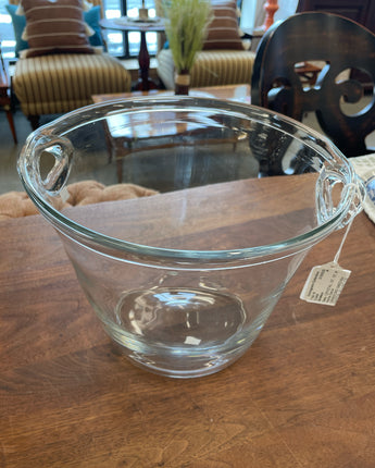 ORREFORS SWEDISH CRYSTAL ROUND ICE BUCKET W/CUT OUT HANDLES