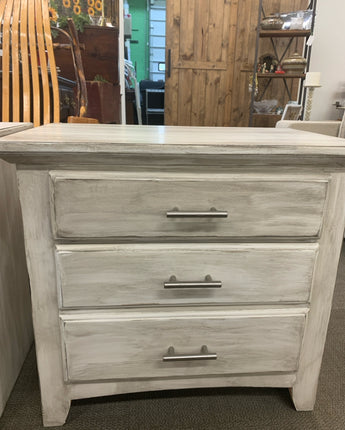 NIGHT STAND - DISTRESSSED WHITE AND GRAY 2 DRAWERS