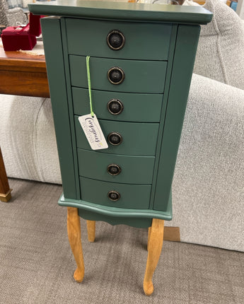 JEWELRY ARMOIRE PAINTED GREEN