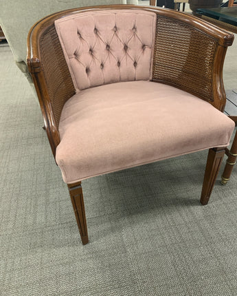 DINING CHAIR CANE BACK PINK TUFTED CUSHION