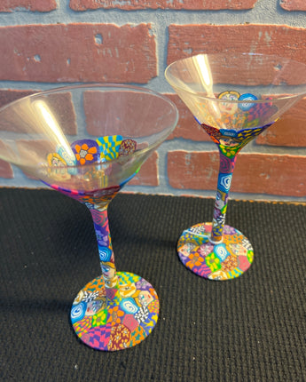 POLYMER CLAY ART ,SET of 2,  MARTINI GLASSES