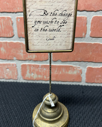 LOST & FOUND BRASS SIGN WITH QUOTE FROM GANDHI