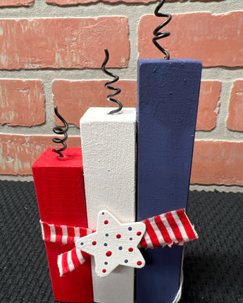 WOOD RED WHITE & BLUE FIRE CRACKERS