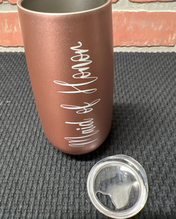 "MAID OF HONOR" INSULATED CUP WITH LID, ROSE GOLD