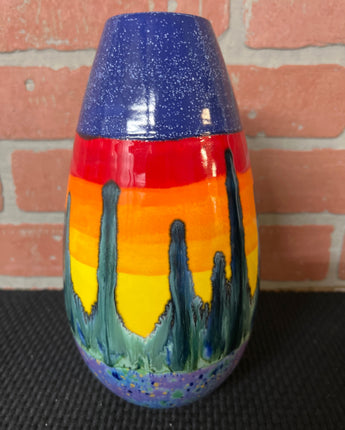 COLORFUL BLUE/RAINBOW CERAMIC w/SMALL OPENING