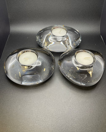 ORREFORS SWEDISH CRYSTAL LIGHT STONES VOTIVE HOLDERS