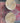 SET OF 2 COUNTER STOOLS, ROUND WOOD SEATS, METAL ADJUSTABLE BASES