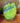 DON DRUMM STUDIO HOCEVAR HAND BLOWN  LIME GREEN W/BLUE SWIRL VASE