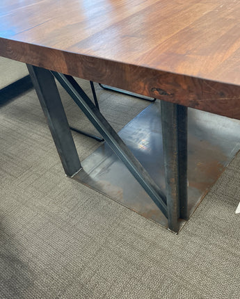 SOLID WALNUT TABLE TOP w/ STEEL WELDED BASE by MEKDED, CUSTOM MADE