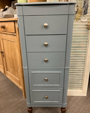 JEWELRY ARMOIRE PAINTED IN  A.S.CAMBRIAN BLUE SATIN PAINT