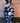 CHRIS MADDEN BLUE URN SHAPE W/WHITE FLOWERS TABLE LAMP