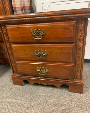 NIGHTSTAND 2 DRAWERS GOLD HARDWARE DARK BROWN STAIN