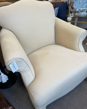 CREAMY BEIGE, FABRIC CHAIR and OTTOMAN