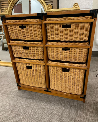 STORAGE CABINET WICKER NATURAL 6 BASKETS