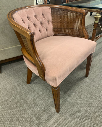 DINING CHAIR CANE BACK PINK TUFTED CUSHION