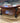 OVAL CHERRY WOOD W/GLASS TOP, METAL ORNATE LEGS