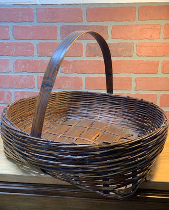 BASKET DARK BROWN WITH ONE HANDLE ROUND