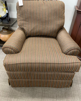 SMITH BROTHERS, CHAIR, BROWN PIN STRIPS, OLIVE, ORANGE, GREY