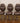 SET OF 3 BROWN VINYL SWIVEL BAR STOOLS, ROUNDED BACKS, BRASS-TONE BASE