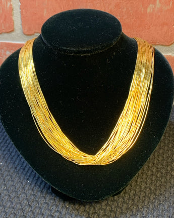 NECKLACE COLDWATER CREEK 30 STRAND LIQUID GOLD WASH