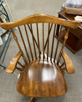 SWIVEL DESK CHAIR OAK WOOD W/WINDSOR BACK