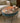 STANLEY WOOD OVAL TABLE, BLUE,  PULL OUT TRAY DRAWER, METAL BASE, BIRD DESIGN