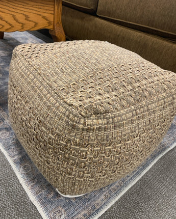 CUBE POOF HASSOCK BROWN & BEIGE WEAVE