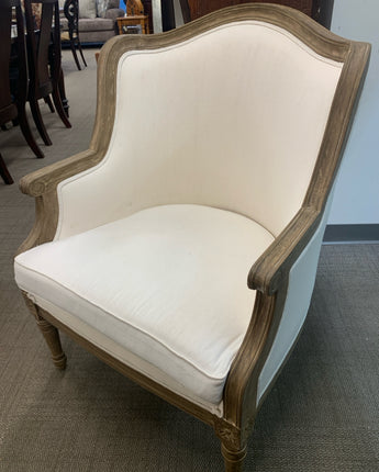 SIDE CHAIR WOOD FRAME CREAM FABRIC