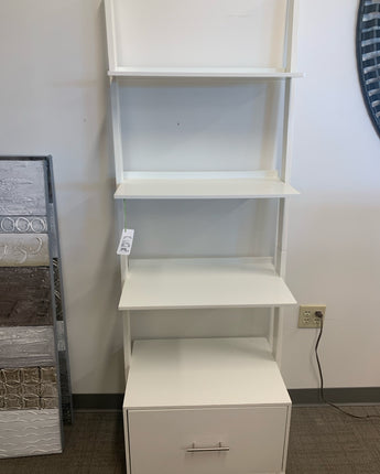 WHITE LADDER BOOK SHELF w/ 1 DRAWER, 4 SHELVES