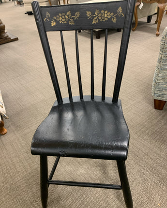 RUSTIC CHAIRS PAINTED BLACK WITH GOLD DESIGN