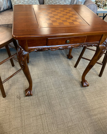 GAMING TABLE WITH 2 STOOLS WOOD CLAW FOOT WITH 2 DRAWER